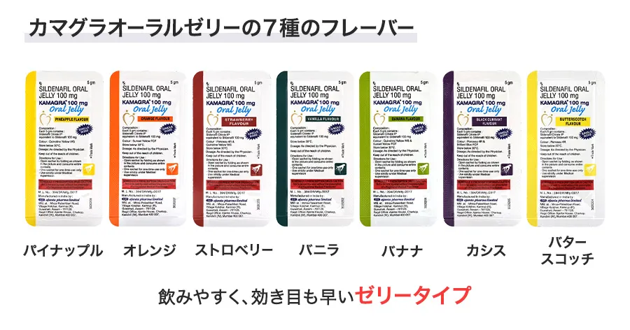 カマグラオーラルゼリーの7種のフレーバー