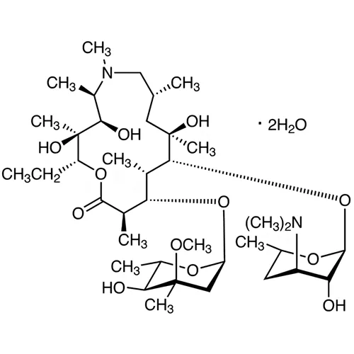 一般名：アジスロマイシン水和物｜化学式：C38H72N2O12・2H2O｜CAS番号：117772-70-0