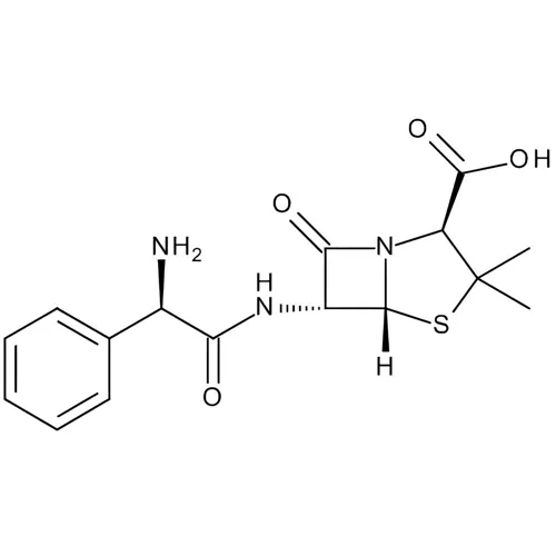 総称名：アンピシリン｜化学式：C16H19N3O4S｜CAS番号：69-53-4