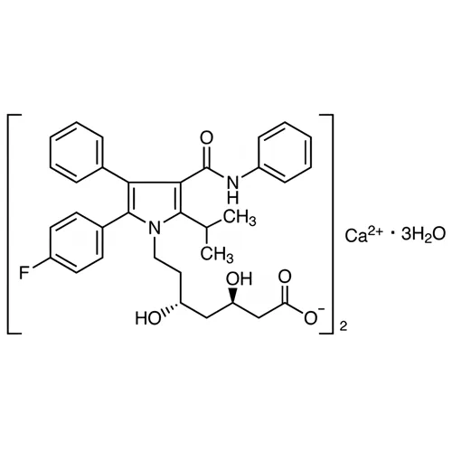 一般名：アトルバスタチンカルシウム水和物｜化学式：C66H68CaF2N4O10・3H2O｜CAS番号：344423-98-9