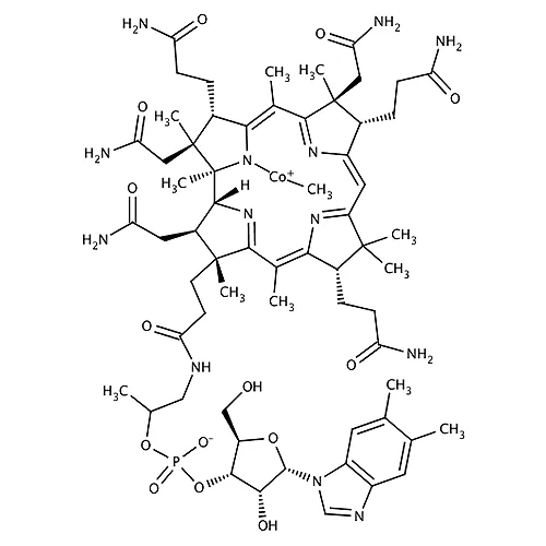 総称名：メコバラミン｜化学式：C63H91CoN13O14P｜CAS番号：13422-55-4