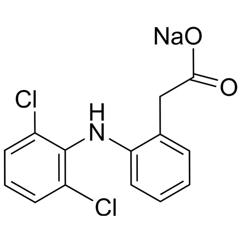 総称名：ジクロフェナクナトリウム｜化学式：C14H10Cl2NNaO2｜CAS番号：15307-79-6