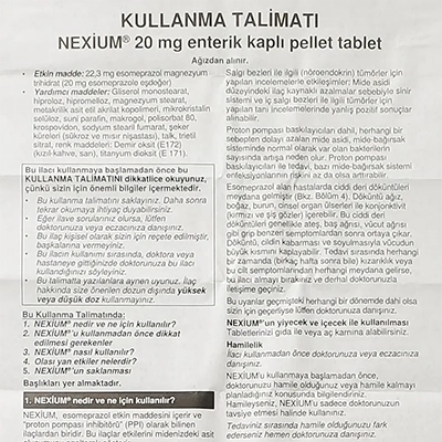 ネキシウム20mg（28錠）の取扱説明書