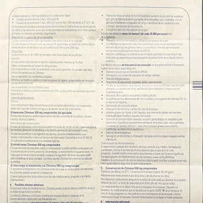 ジスロマック500mgの取扱説明書